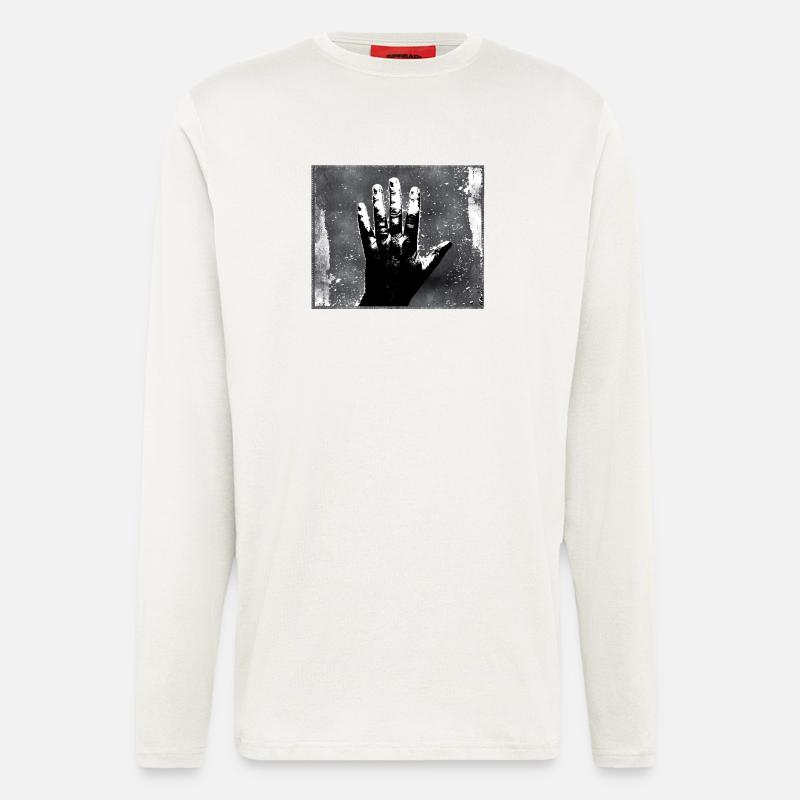Handsilhouette GrungeMonochrome Stil - Langarmshirt - made by SPREAD  - OFF WHITE
