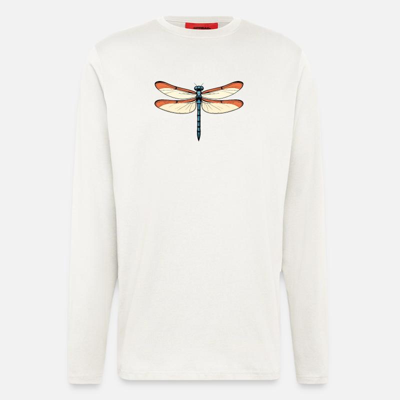 Blauorange Drachenlibelle - Langarmshirt - made by SPREAD  - OFF WHITE