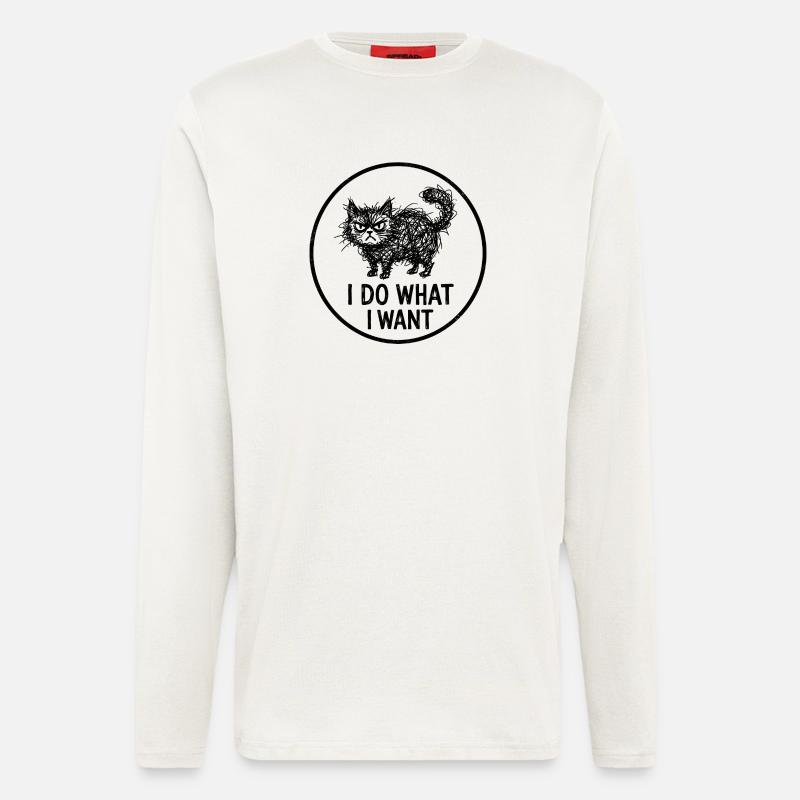 Ich mache, was ich will Katzenlogo - Langarmshirt - made by SPREAD  - OFF WHITE