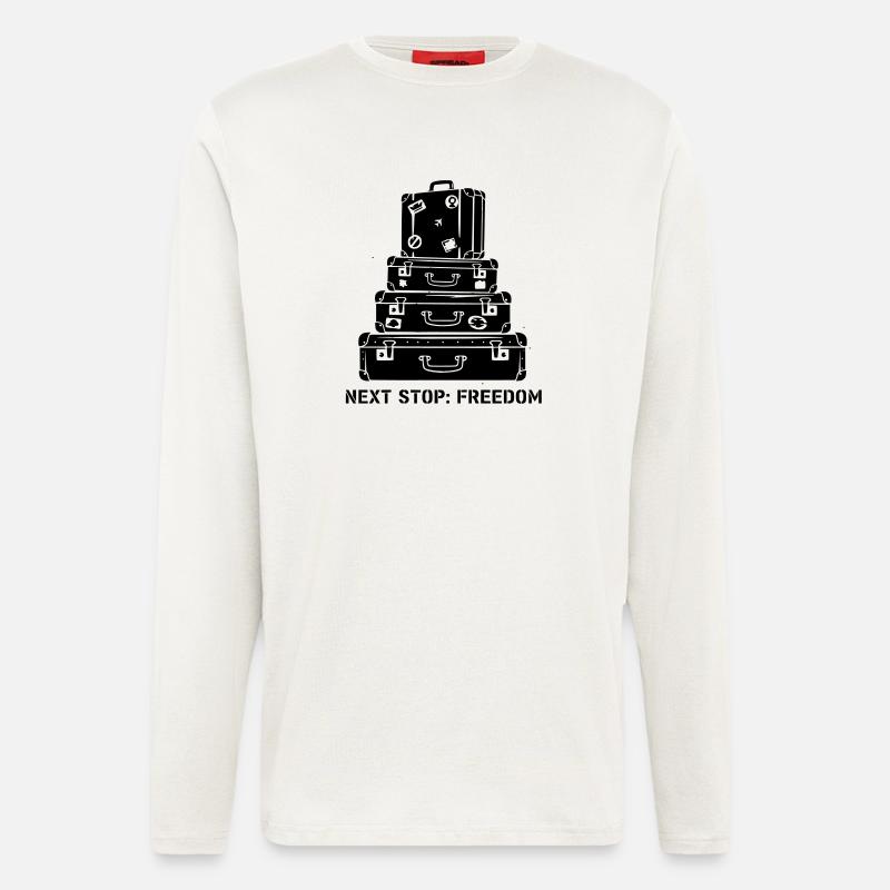 Suitcase Stack Freedom Travel - Longsleeve - made by SPREAD  - OFF WHITE