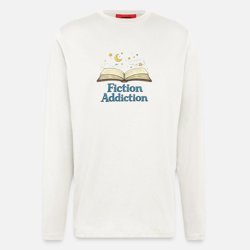 Fiktionssucht, offenes Buch - Langarmshirt - made by SPREAD  - OFF WHITE