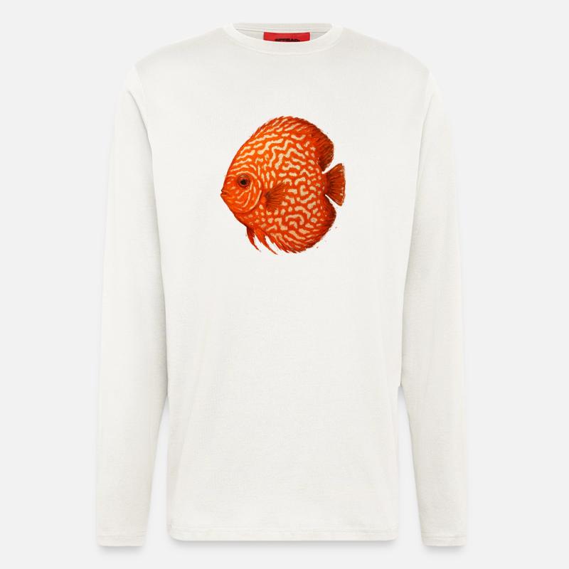Oranger Diskusfisch-Aquarium Amazonas - Langarmshirt - made by SPREAD  - OFF WHITE