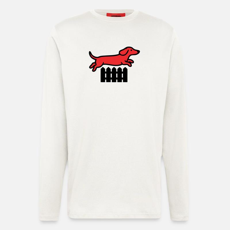 Dackel Sprung Zaun Agility - Langarmshirt - made by SPREAD  - OFF WHITE