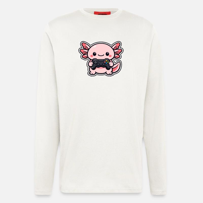 Kawaii Gaming-Drache mit Controller - Langarmshirt - made by SPREAD  - OFF WHITE