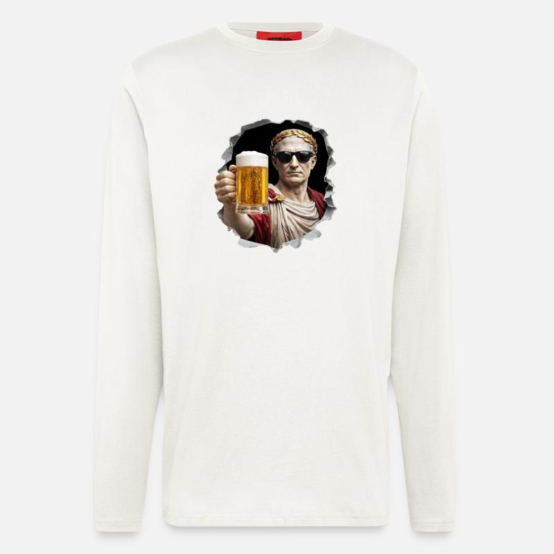  Caesar mit Bier und Sonnenbrille - Langarmshirt - made by SPREAD  - OFF WHITE