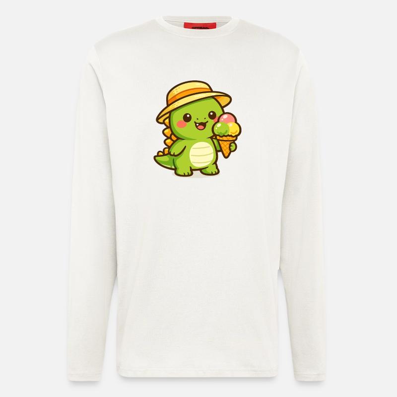 Kleiner Dino Eiscreme Abenteuer - Longsleeve - made by SPREAD  - OFF WHITE