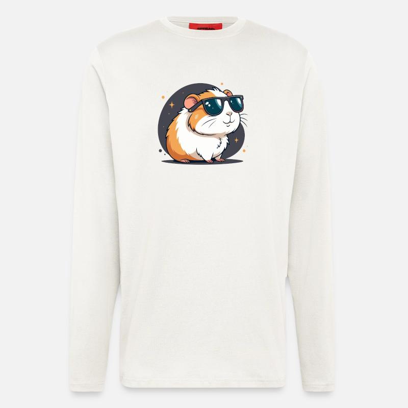 Cooler Hamster mit dunkler Brille - Langarmshirt - made by SPREAD  - OFF WHITE
