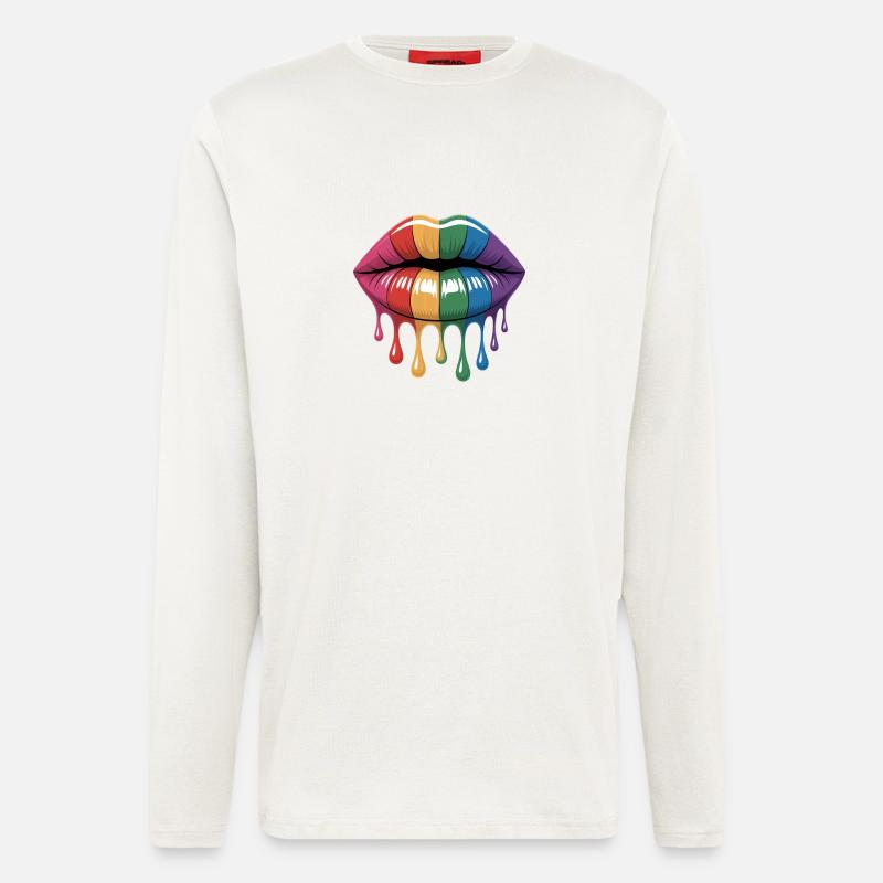 Rainbow Lips Drops lgbtqia+ - Longsleeve - made by SPREAD  - OFF WHITE