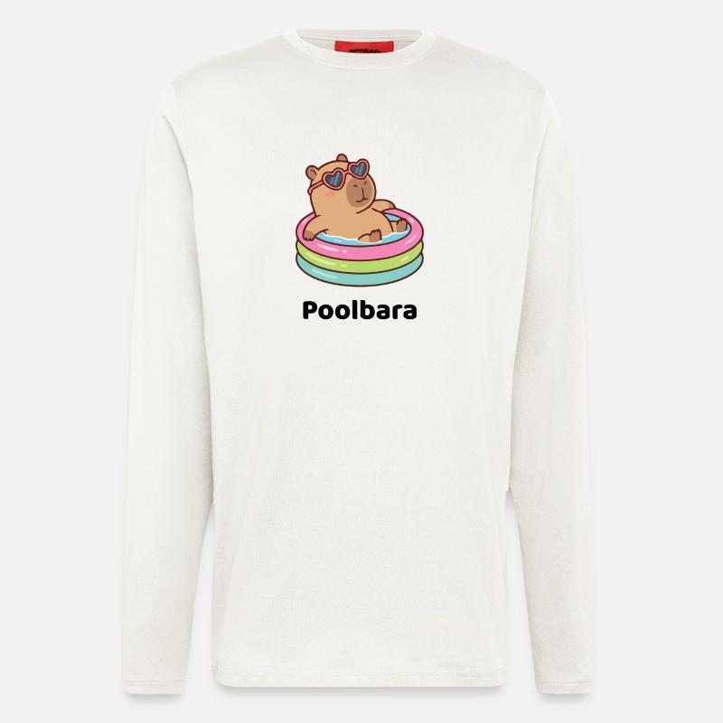 Bärchen/Capybara im Planschring mit Sonnenbrille - Langarmshirt - made by SPREAD  - OFF WHITE