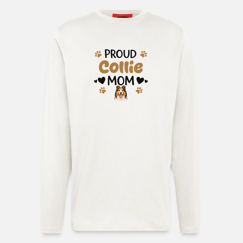Stolze Collie Mutter, Collie - Langarmshirt - made by SPREAD  - OFF WHITE