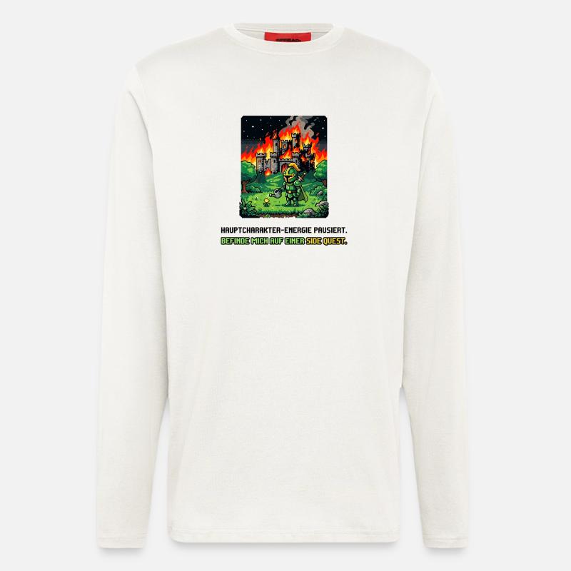 Side Quest Pause Gaming Spruch - Langarmshirt - made by SPREAD  - OFF WHITE