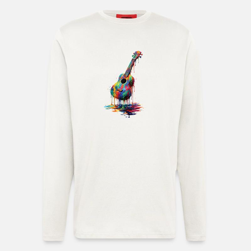 Ukulele with dripping paint - Longsleeve - made by SPREAD  - OFF WHITE