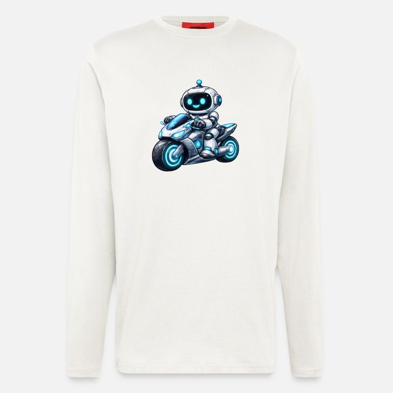 Robot on motorcycle - Longsleeve - made by SPREAD  - OFF WHITE