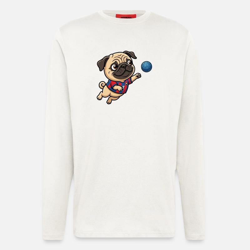 Lustiger Mops Handballfan Nummer 7 - Langarmshirt - made by SPREAD  - OFF WHITE