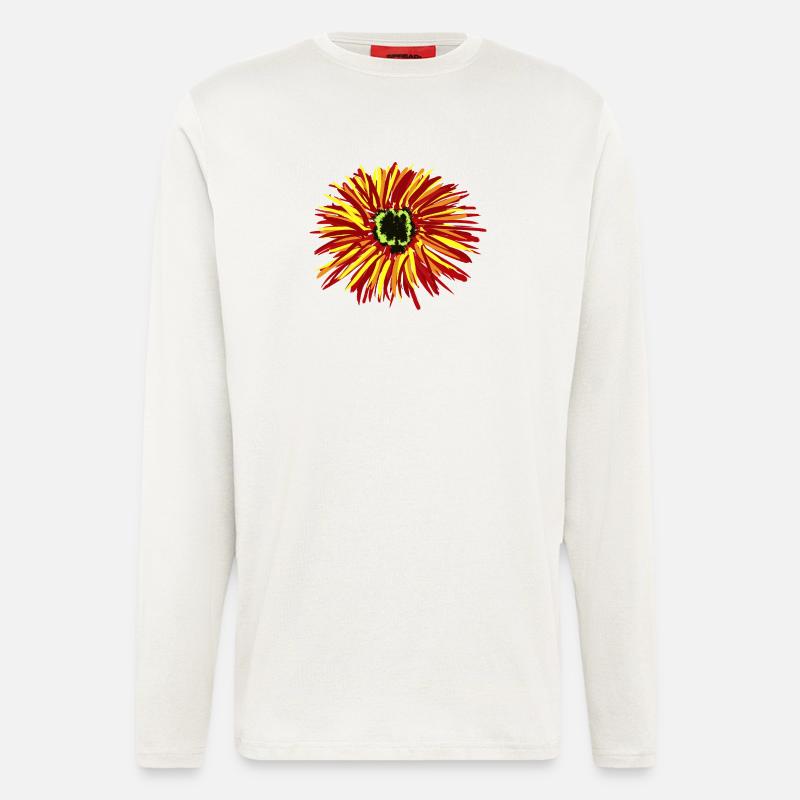 Fleurs Fleurs Fleurs - Manches longues bio décontracté fabriqué en UE - OFF WHITE