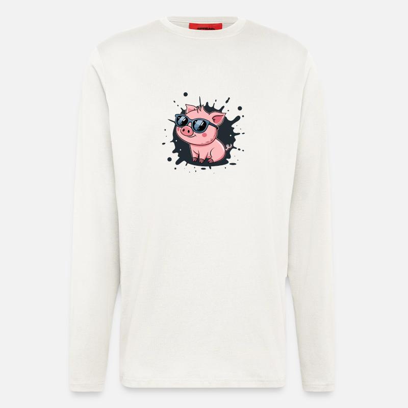 Cool pig in glasses on splash - Longsleeve - made by SPREAD  - OFF WHITE
