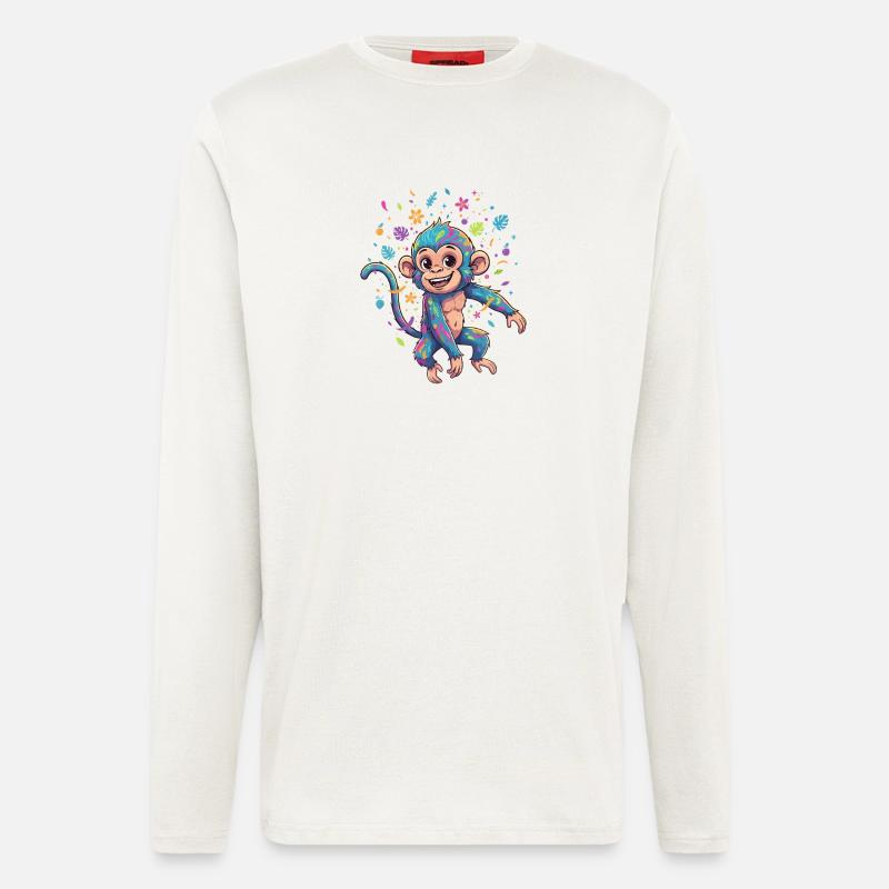 Bunter Farbaffe Spritzbild - Langarmshirt - made by SPREAD  - OFF WHITE
