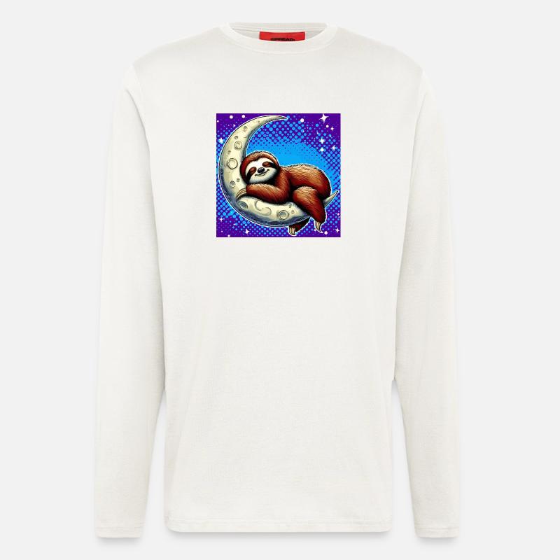 Faultier schläft auf dem Mond - Langarmshirt - made by SPREAD  - OFF WHITE