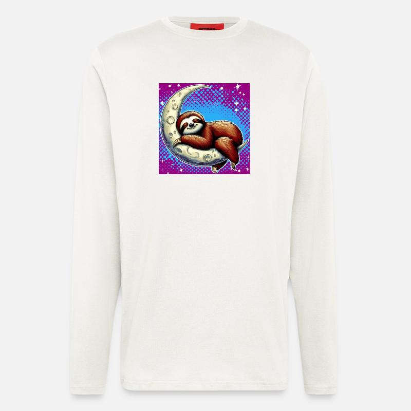Faultier schläft auf dem Mond - Langarmshirt - made by SPREAD  - OFF WHITE