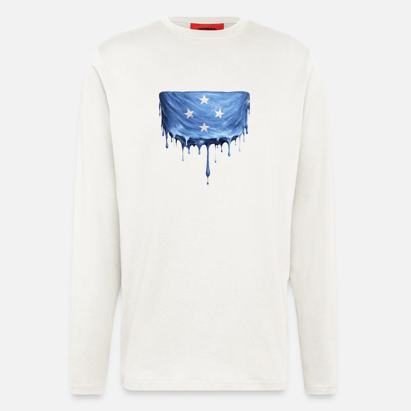 Mikronesian tippuva lippu - Organic Relaxed pitkähihainen paita Made in EU - OFF WHITE