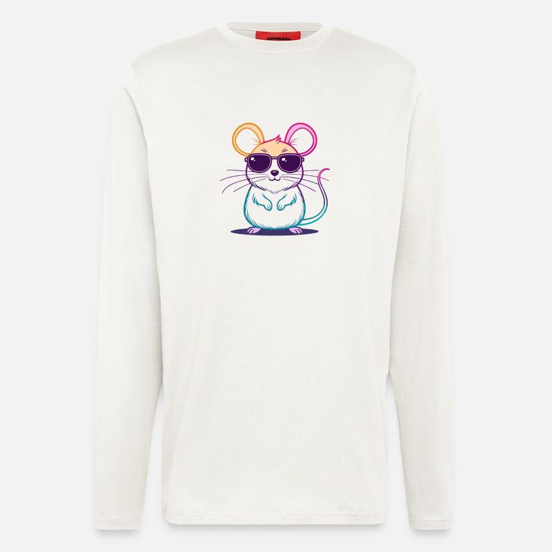 Regenbogen-Maus-Brille - Langarmshirt - made by SPREAD  - OFF WHITE