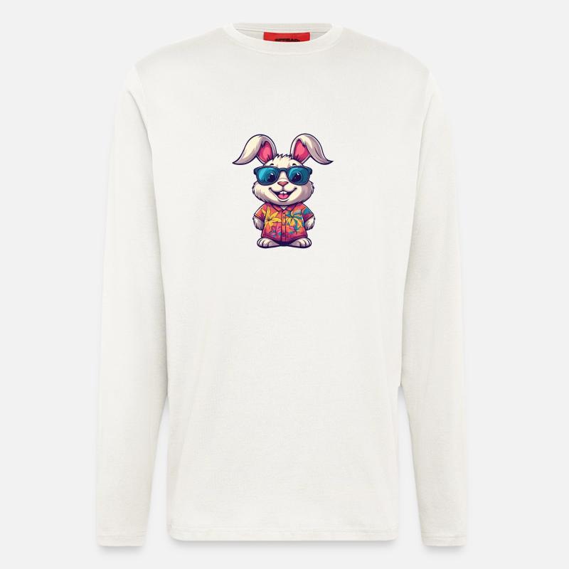 Hase Comic Urlaub - Langarmshirt - made by SPREAD  - OFF WHITE