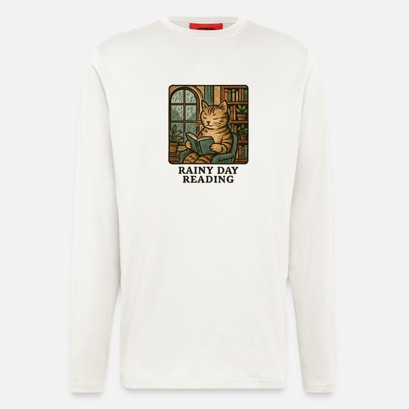 Rain cat reading - Longsleeve - made by SPREAD  - OFF WHITE