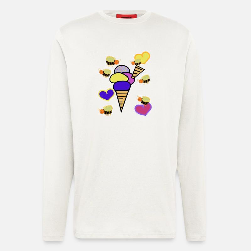 Retro Eis Eiskrem Eiscreme Bienen - Longsleeve - made by SPREAD  - OFF WHITE
