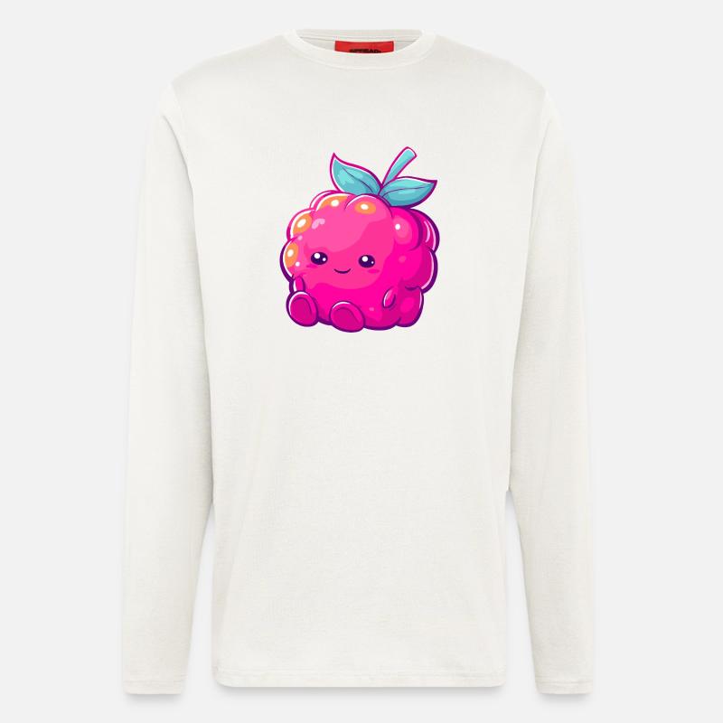Cuddly raspberry kawaii fruit illustration - Longsleeve - made by SPREAD  - OFF WHITE