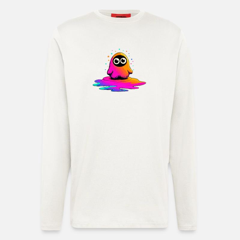 Neon Figur auf Farbklecks - Langarmshirt - made by SPREAD  - OFF WHITE