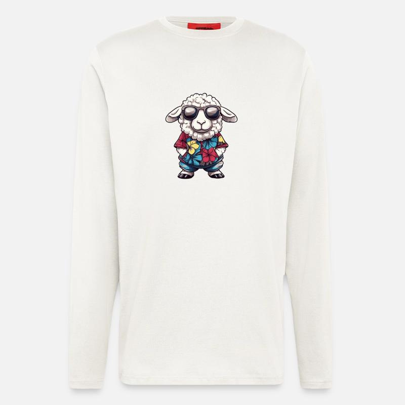 Schaf Comic Urlaub - Langarmshirt - made by SPREAD  - OFF WHITE