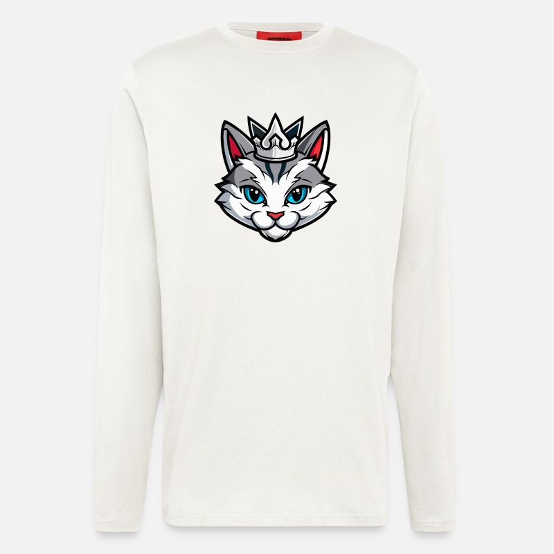 Katze Symbol Kopf Krone - Langarmshirt - made by SPREAD  - OFF WHITE