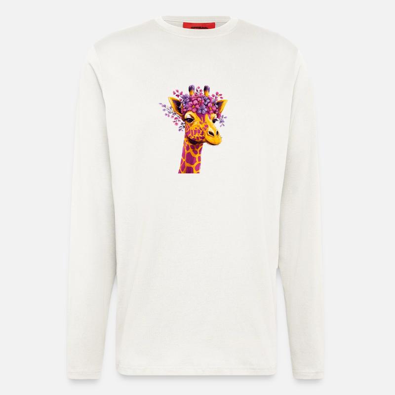 Giraffe Blütenkrone Farbexplosion - Langarmshirt - made by SPREAD  - OFF WHITE