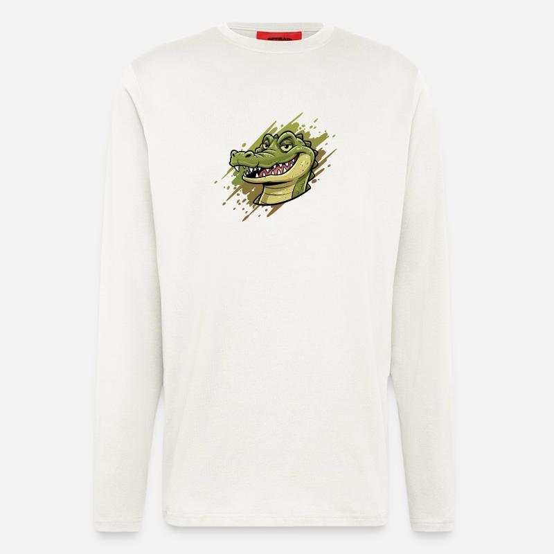 Alligator Graffiti Kopf - Langarmshirt - made by SPREAD  - OFF WHITE