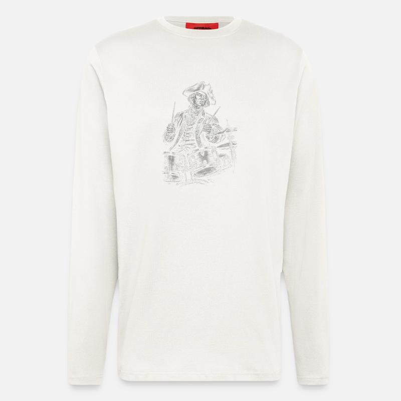 George Washington Drumming Illustration  - Langarmshirt - made by SPREAD  - OFF WHITE