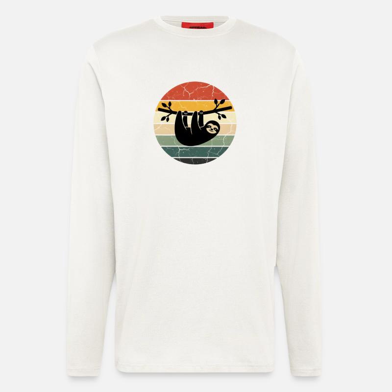 Sloth Gift Retro Design Sunset - Langarmshirt - made by SPREAD  - OFF WHITE
