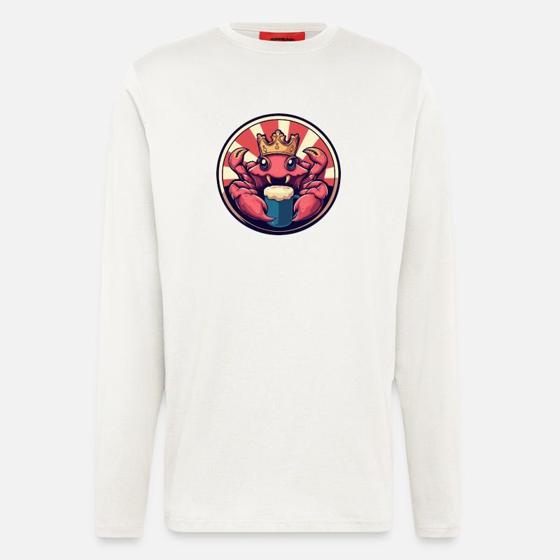 Krebs Krabbe Bier Lustig - Langarmshirt - made by SPREAD  - OFF WHITE