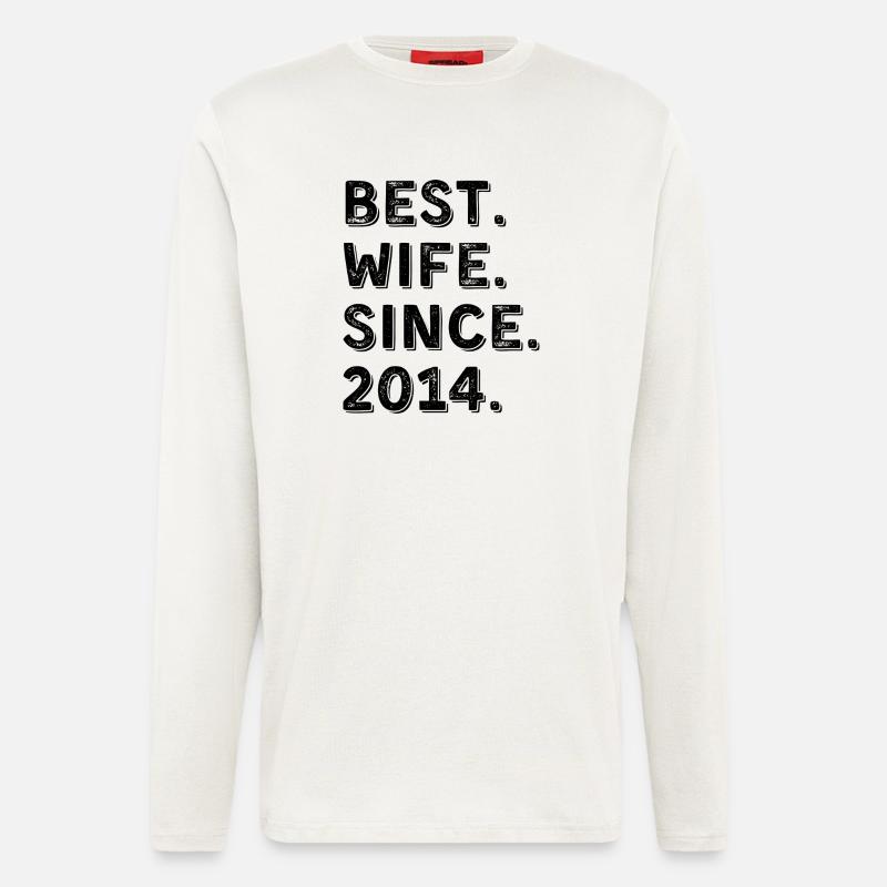 Beste Ehefrau seit 2014 12-jähriges Jubiläumsgeschenk - Langarmshirt - made by SPREAD  - OFF WHITE