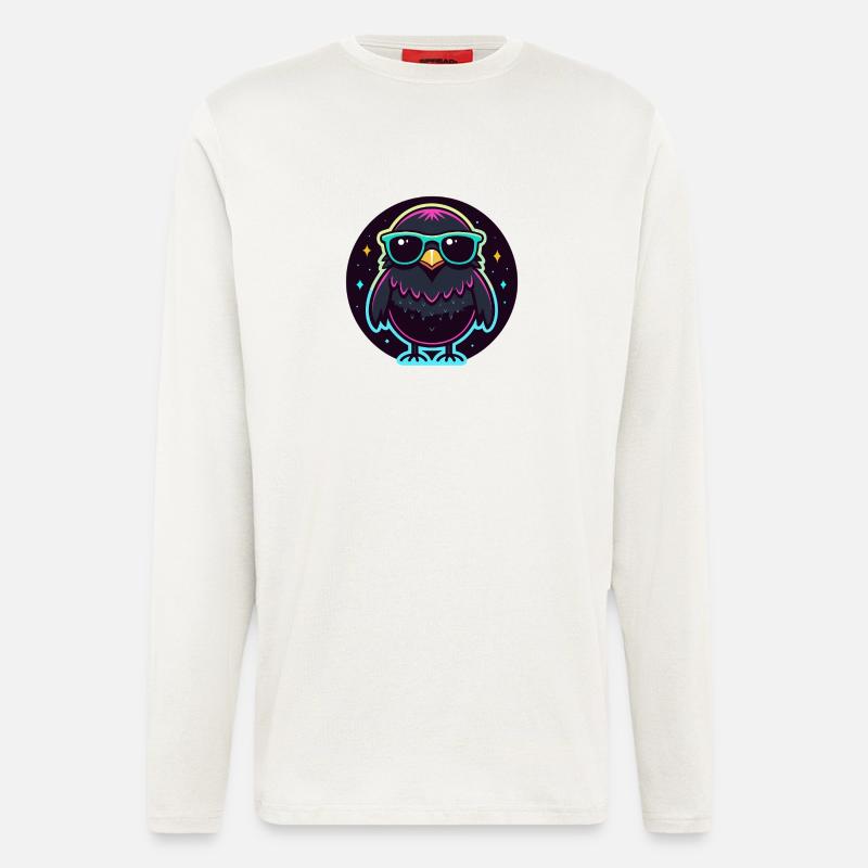 Neonschwarze Eule – auffällige Brille - Langarmshirt - made by SPREAD  - OFF WHITE