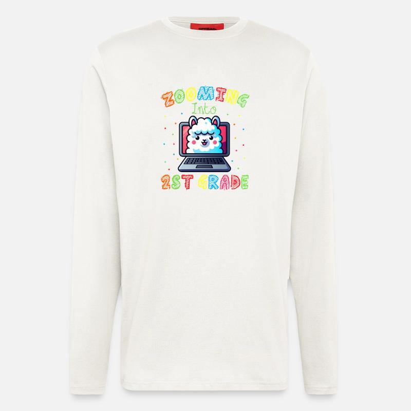 Regenbogenlama auf der Leinwand - Langarmshirt - made by SPREAD  - OFF WHITE