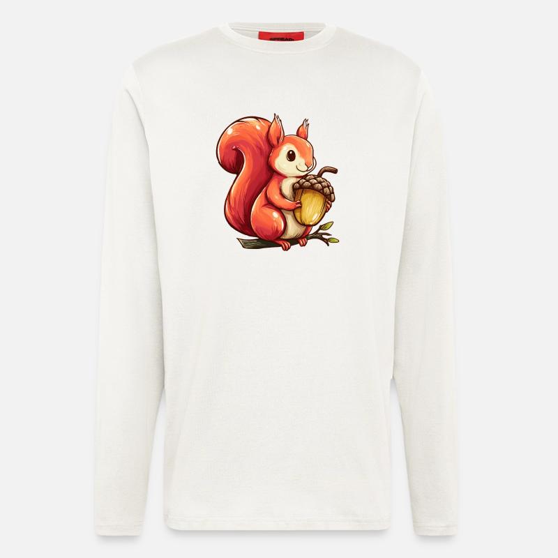 Kuscheliges Eichhörnchen mit Eichel - Langarmshirt - made by SPREAD  - OFF WHITE