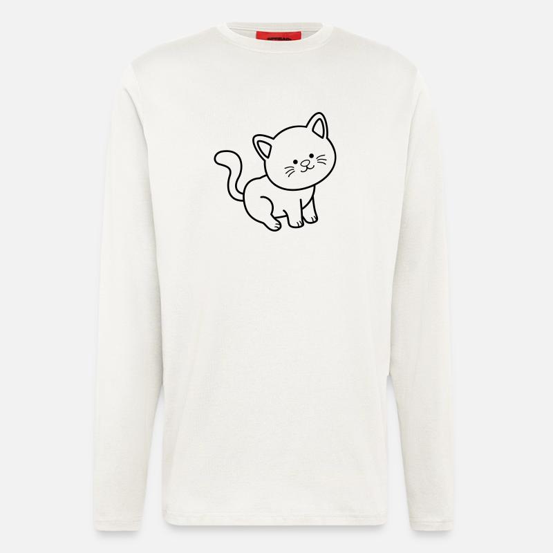 Chat Chat - Manches longues bio décontracté fabriqué en UE - OFF WHITE