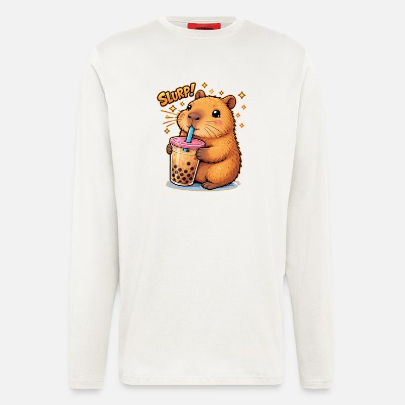 Capybara Bubble Tea - Longsleeve - made by SPREAD  - OFF WHITE