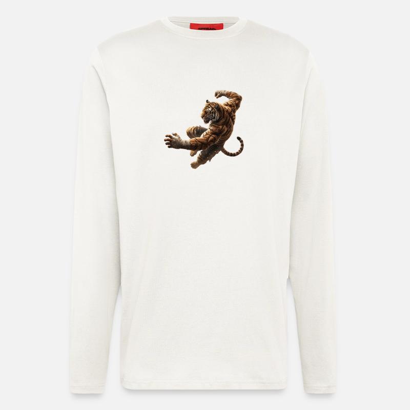 Springender Tiger  - Langarmshirt - made by SPREAD  - OFF WHITE