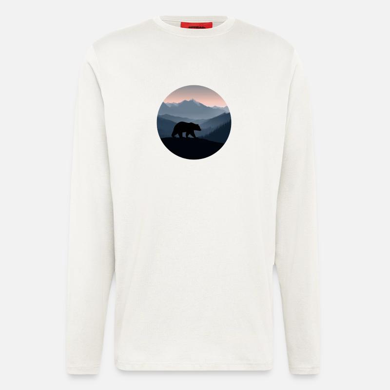 Bär, Bärenlogo, Landschaft - Langarmshirt - made by SPREAD - OFF WHITE