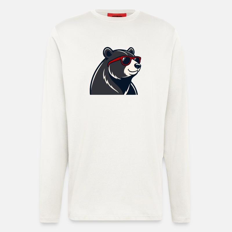 Bear Red Glasses Cartoon - Langarmshirt - made by SPREAD  - OFF WHITE