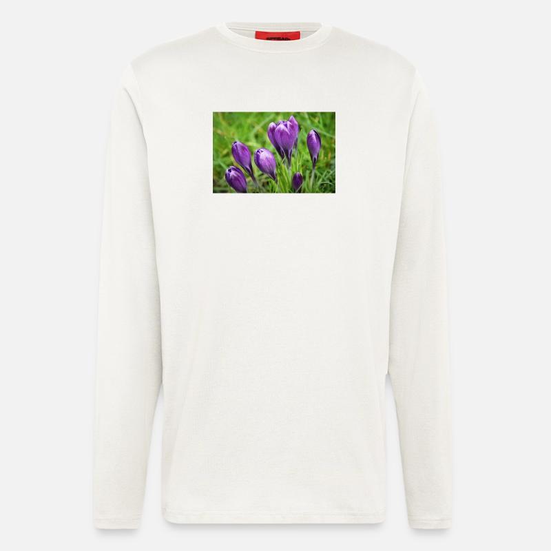 Purple Crocus Cluster in Spring Garden - Longsleeve - made by SPREAD  - OFF WHITE
