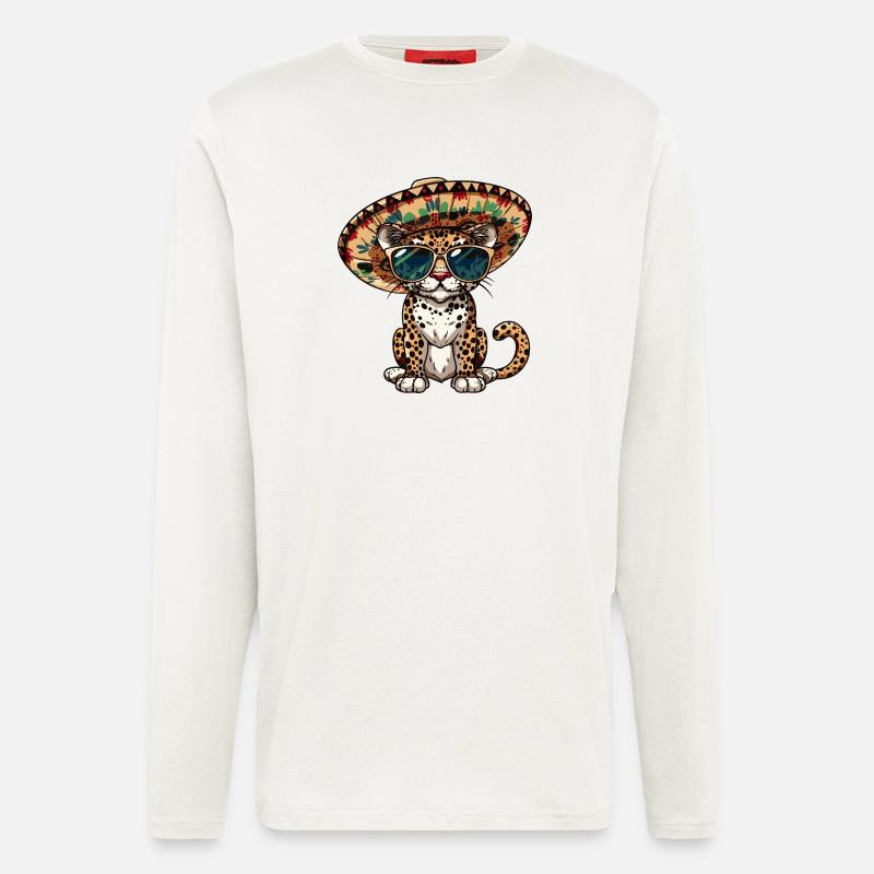 Leopard Comic Funny Sombrero - Longsleeve - made by SPREAD  - OFF WHITE