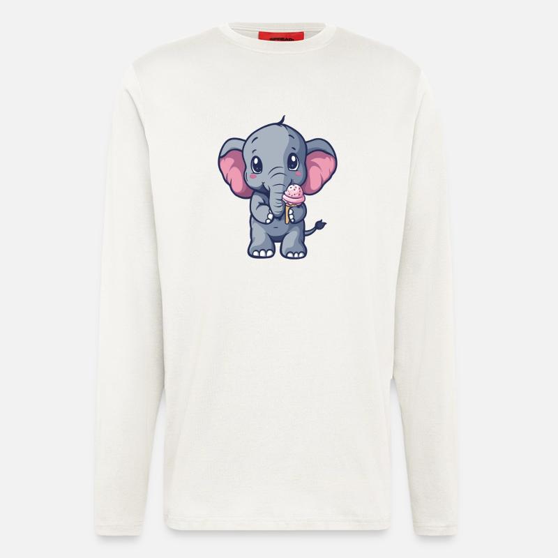 Kleiner Elefant Eiscreme Freund - Langarmshirt - made by SPREAD - OFF WHITE