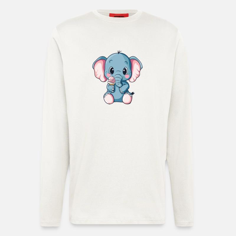Kleiner Elefantenfreund Eiscreme - Langarmshirt - made by SPREAD  - OFF WHITE